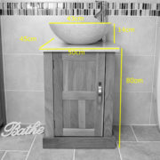 Measurements for the Small Oak Vanity Unit with Marble Top and Basin