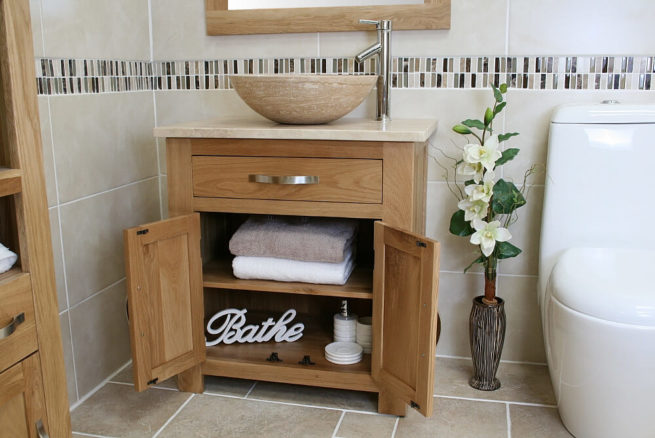 Travertine Top Vanity Unit & Travertine Basin Set