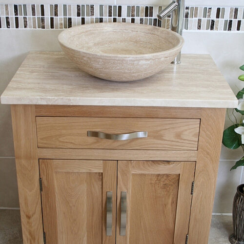 Travertine Basin on Travertine Top Bathroom Vanity Unit