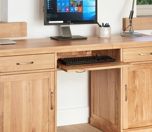 Mobel Solid Oak Large Hidden Office Twin Pedestal Desk Cor06d Bathrooms And More Store
