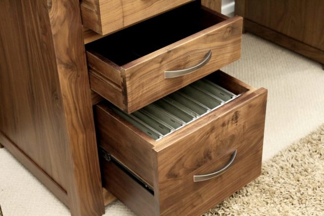 Showing 3 Shiro Walnut Drawers Open