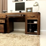 Large Twin Pedestal Shiro Walnut Computer Desk