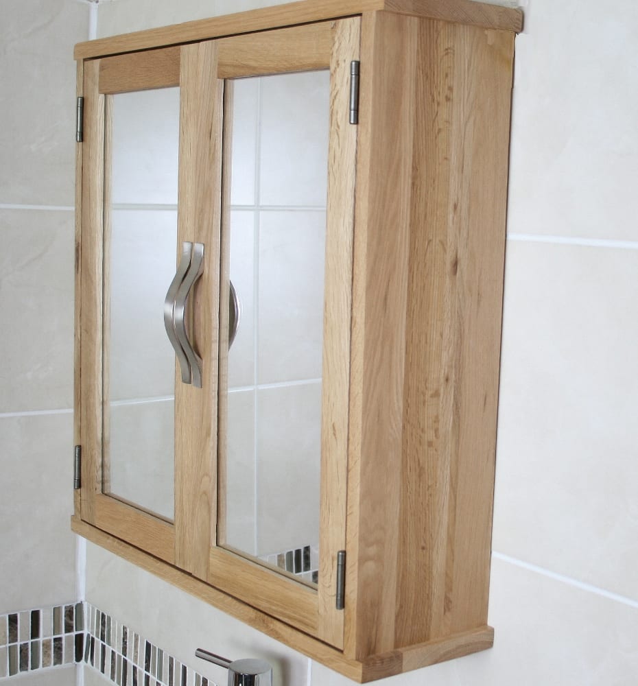 Solid Oak Wall Mounted Bathroom Cabinet 352 Bathrooms More - Wooden Bathroom Wall Cabinets Uk