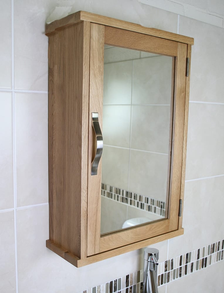 Solid Oak Wall Mounted Bathroom Cabinet, Bathroom Cabinets Wooden Uk