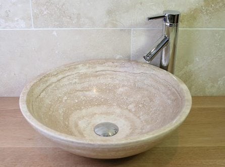 bowl basin cream travertine