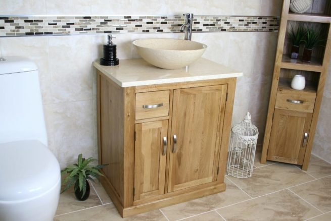 Cream Marble Top & Cream Marble Basin Vanity Unit