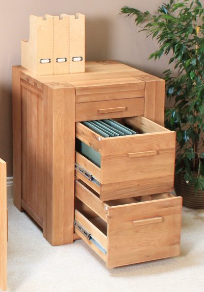 Atlas Solid Oak Furniture Filing Cabinet Three Drawers