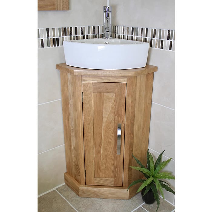 Corner Vanity Unit With Oak Top Your, Bathroom Corner Sink Cupboard