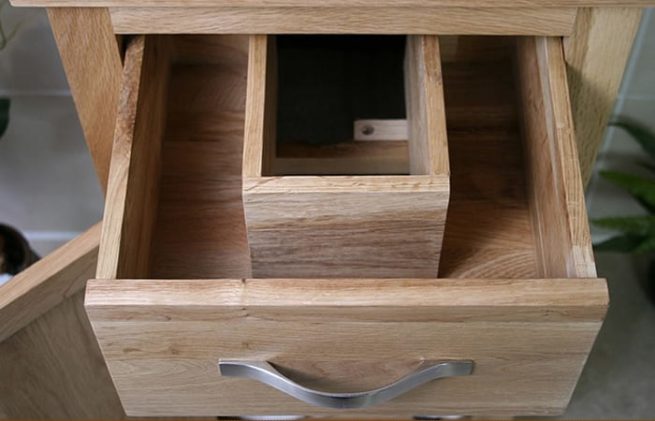 Oak Unit Drawers Opened