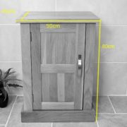 Single Basin Oak Vanity Unit - Front View Measurements
