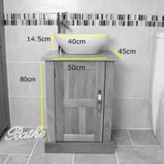 Oak Top Bathroom Vanity Unit & Basin - Measurements
