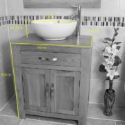 Oval White Ceramic Basin on Oak Vanity Unit Dimensions