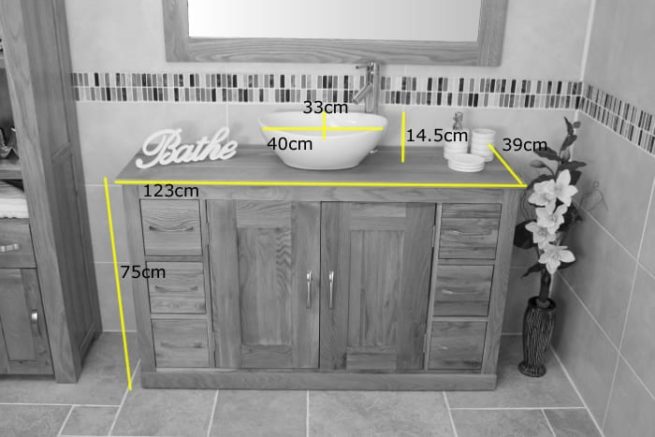 Measurements of the Large Oak Top Bathroom Vanity Unit