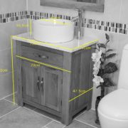 Measurements of Single Stone Topped Oak Bathroom Vanity Unit