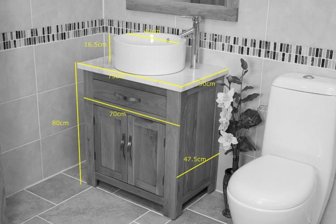 Measurements of Single Stone Topped Oak Bathroom Vanity Unit