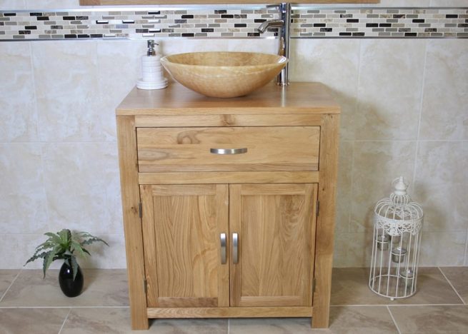 Onyx Basin on Single Oak Top Vanity Unit