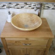 Above View of Onyx Basin on Single Oak Vanity Unit