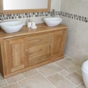 Twin Oval Ceramic Basins on Oak Top Vanity Unit