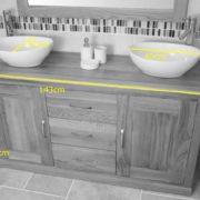Twin Oval Ceramic Basins on Oak Top Vanity Units - Measurements
