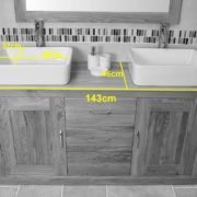 Measurements of Double Rectangle Ceramic Basins on Oak Top Vanity Unit
