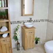 Round Ceramic Basin on Compact Oak Top Vanity Unit