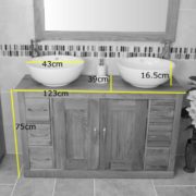 Double Basin Oak Top Vanity Unit Size