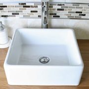 White Square Ceramic Basin - Close-up