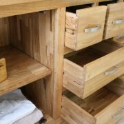 Open Drawers and Door Showing Vanity Unit Storage Space