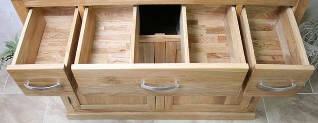 View of Drawers Opened on Our Oak Vanity Units