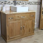 Golden Onyx Top Vanity Unit with Rectangle Ceramic Basin - Side View