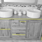 Measurements of Large Double Basin, Oak Bathroom Vanity Unit