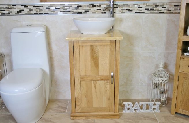 Oval Ceramic White Basin on Onyx Top Vanity Unit