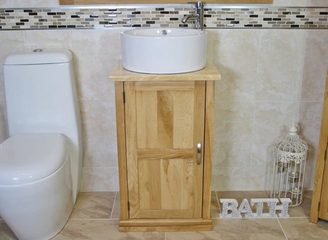 Round Ceramic White Basin on Onyx Top Vanity Unit