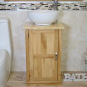 Round Curved White Ceramic Basin on Onyx Top Vanity Unit