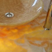 Golden Honey Onyx Vanity Top with Back-light and Golden Honey Onyx Basin