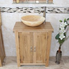 Oak Topped Vanity with Stunning Golden Onyx Bathroom Basin
