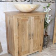 Side View of Solid Oak Vanity Unit with Stunning Golden Onyx Basin