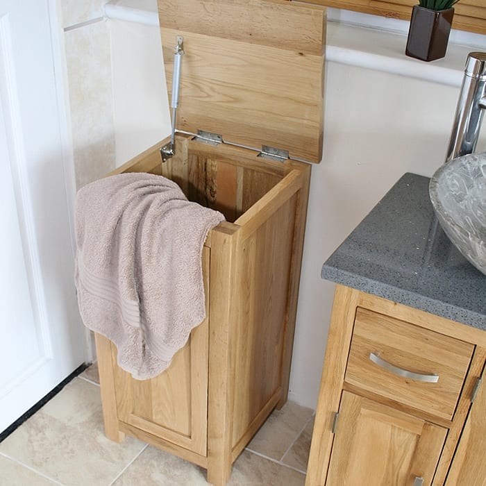 Solid Oak Laundry Basket 