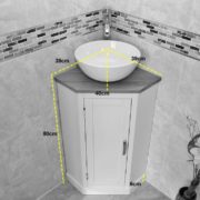 Size Measurements of Painted Corner Unit with Oak Top & Basin