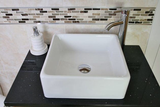 White Ceramic Square Bathroom Basin