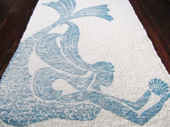 Blue and White Bathroom Rug