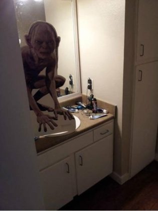 Smeagol Cut-Out on Sink