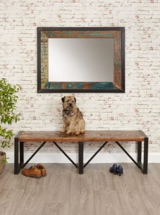 Large Dining Bench & Chic Wall Mirror Made from Reclaimed Wood