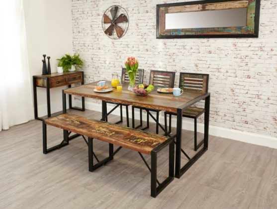 Urban Reclaimed Wood Dining Room Furniture Full Set