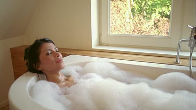 Lady Relaxing in a Bubble Bath