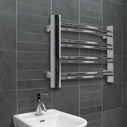 Heated Towel Rails on Grey Bathroom Walls