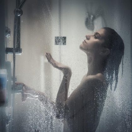 Woman taking a shower