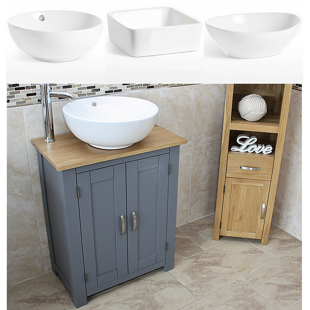 Grey Painted Vanity Oak Top Unit Ceramic Basin Choice 310GCBC