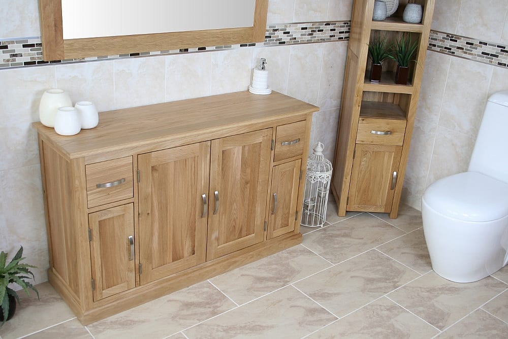 Large Solid Oak Bathroom Storage Unit