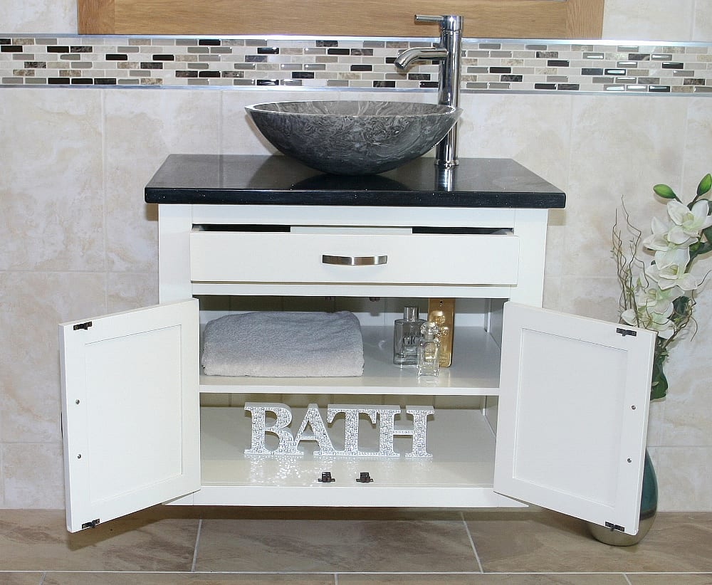 Showing Storage Space in Wall Hung Single Basin Bathroom Vanity